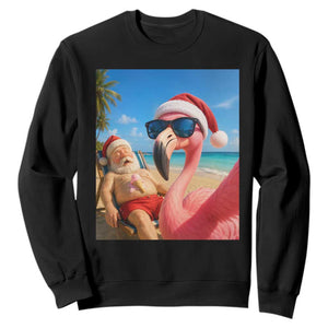 Funny Flamingo Beach Selfie Sweatshirt Christmas in July TS14 Black Print Your Wear