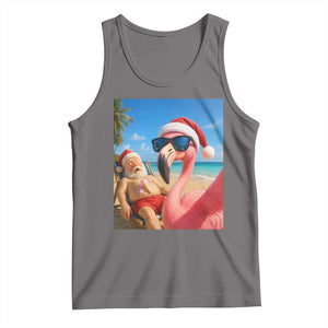 Funny Flamingo Beach Selfie Tank Top Christmas in July TS14 Deep Heather Print Your Wear