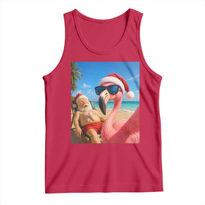 Funny Flamingo Beach Selfie Tank Top Christmas in July TS14 Red Print Your Wear