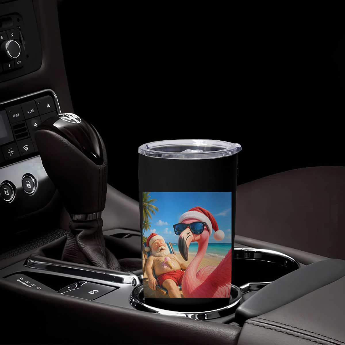 Funny Flamingo Beach Selfie Tumbler Cup Christmas in July TS14 Print Your Wear