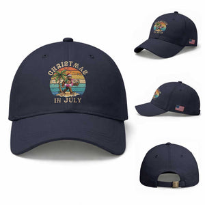 Funny Bigfoot Christmas In July Beach Vacation Baseball Cap TS14 Baseball Cap Universal Fit Navy Print Your Wear