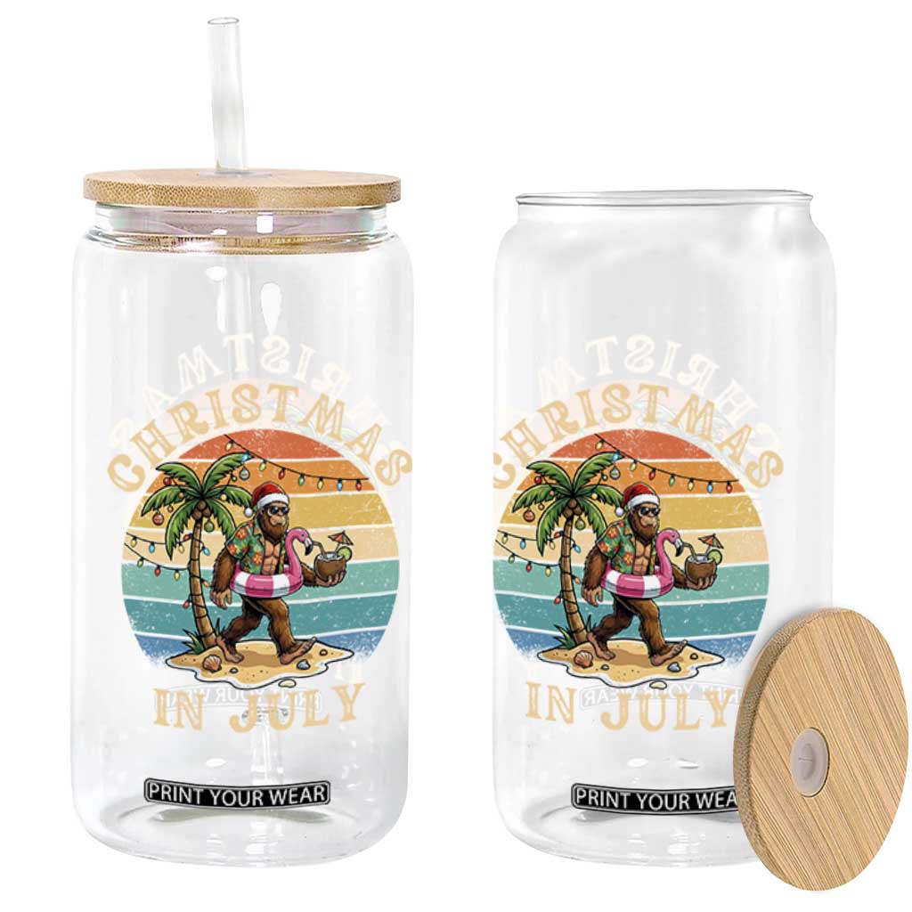 Funny Bigfoot Christmas In July Beach Vacation Glass Can TS14 Print Your Wear