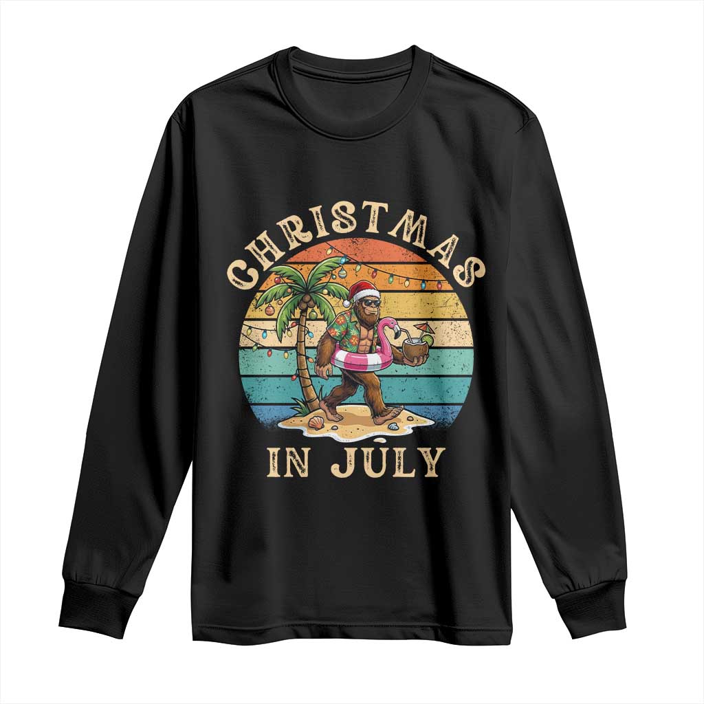 Funny Bigfoot Christmas In July Beach Vacation Long Sleeve Shirt TS14 Black Print Your Wear