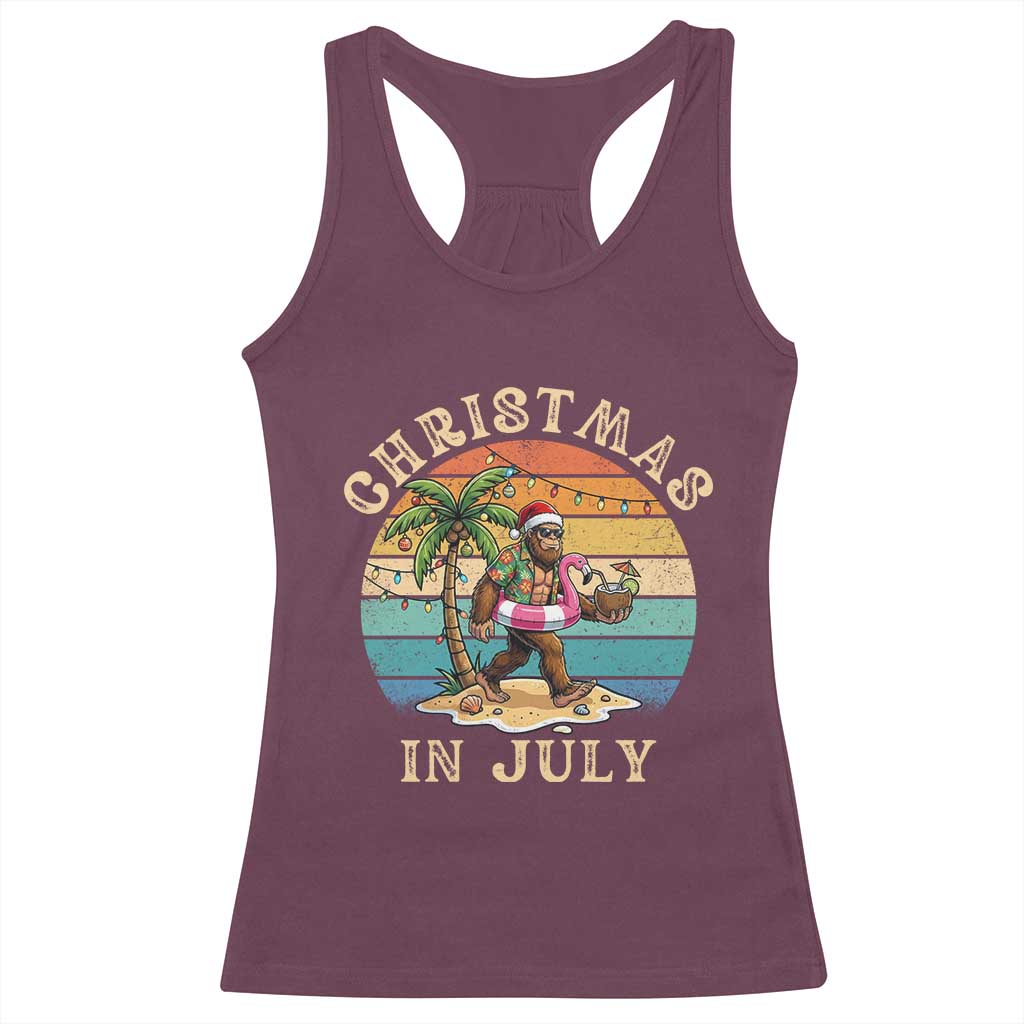 Funny Bigfoot Christmas In July Beach Vacation Racerback Tank Top TS14 Maroon Print Your Wear