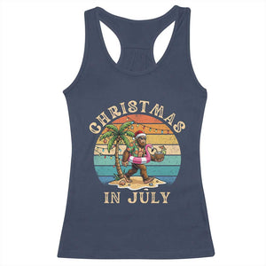 Funny Bigfoot Christmas In July Beach Vacation Racerback Tank Top TS14 Navy Print Your Wear