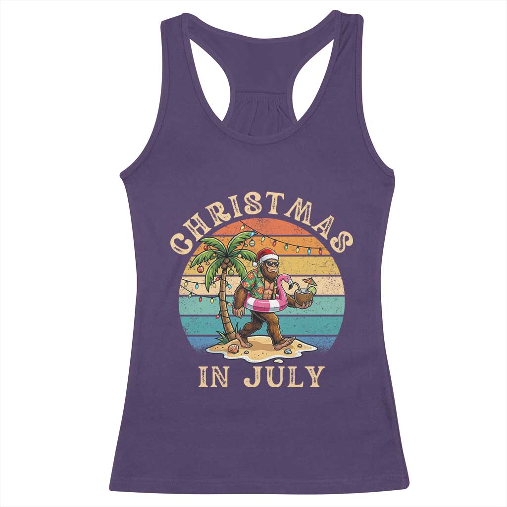 Funny Bigfoot Christmas In July Beach Vacation Racerback Tank Top TS14 Purple Print Your Wear