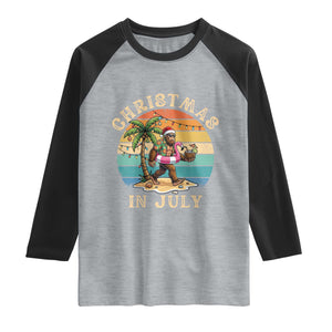 Funny Bigfoot Christmas In July Beach Vacation Raglan Shirt TS14 Heather Gray Black Print Your Wear