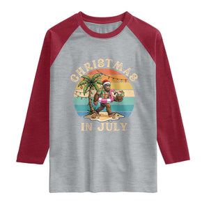Funny Bigfoot Christmas In July Beach Vacation Raglan Shirt TS14 Heather Gray Heather Red Print Your Wear