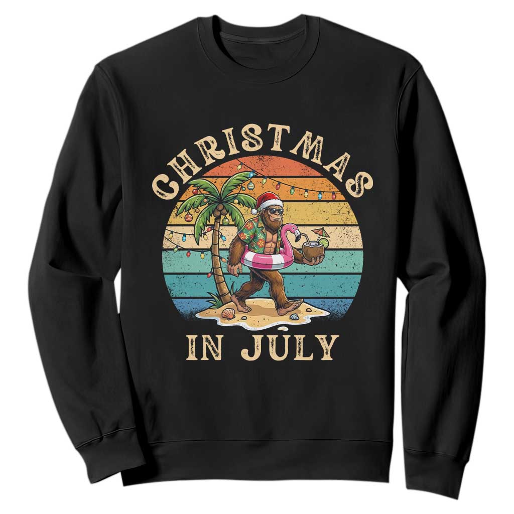 Funny Bigfoot Christmas In July Beach Vacation Sweatshirt TS14 Black Print Your Wear