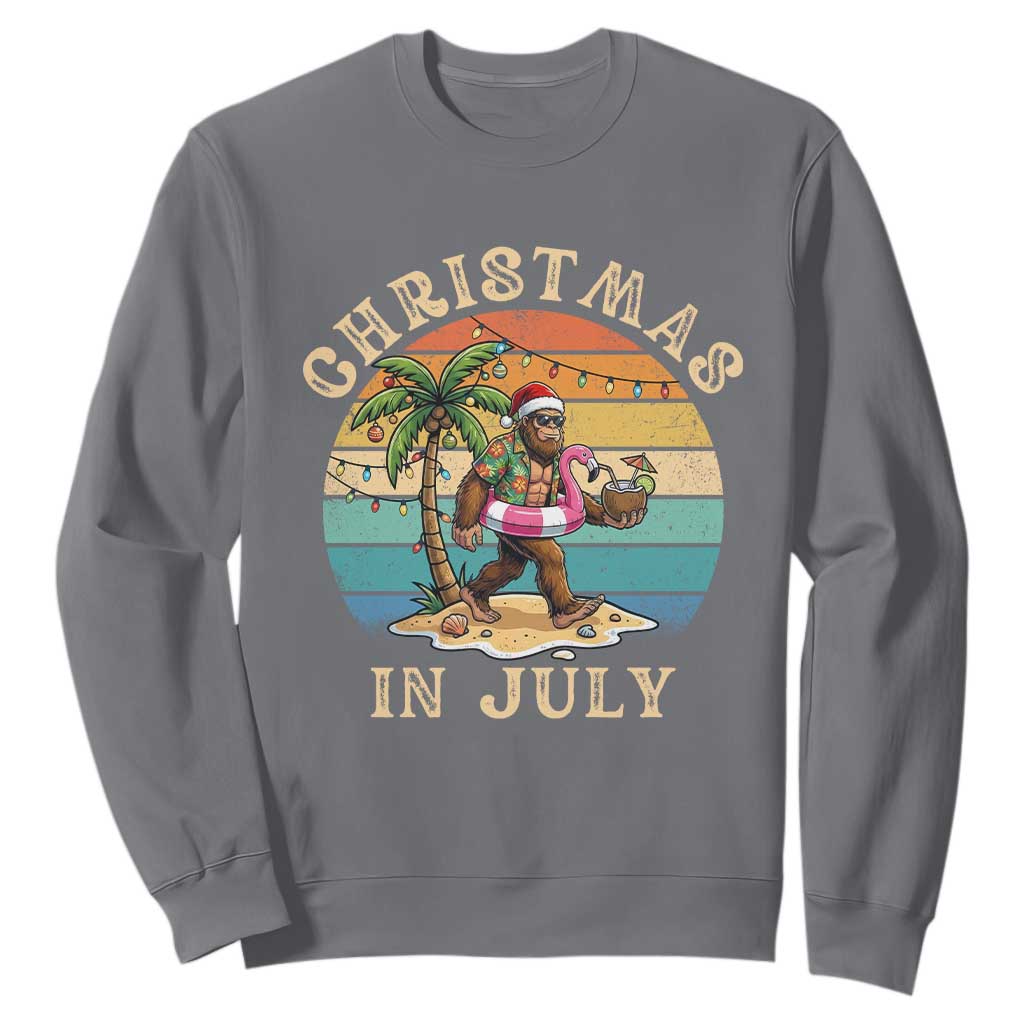 Funny Bigfoot Christmas In July Beach Vacation Sweatshirt TS14 Charcoal Print Your Wear