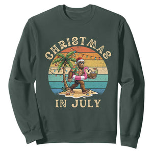 Funny Bigfoot Christmas In July Beach Vacation Sweatshirt TS14 Dark Forest Green Print Your Wear