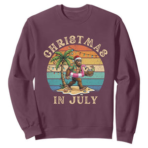Funny Bigfoot Christmas In July Beach Vacation Sweatshirt TS14 Maroon Print Your Wear