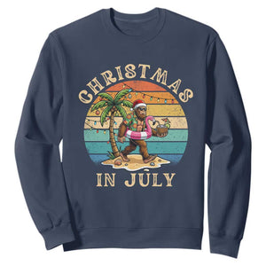 Funny Bigfoot Christmas In July Beach Vacation Sweatshirt TS14 Navy Print Your Wear