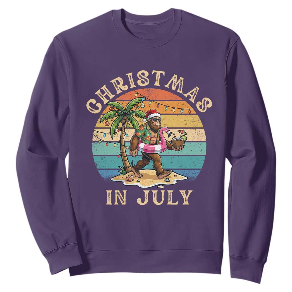 Funny Bigfoot Christmas In July Beach Vacation Sweatshirt TS14 Purple Print Your Wear