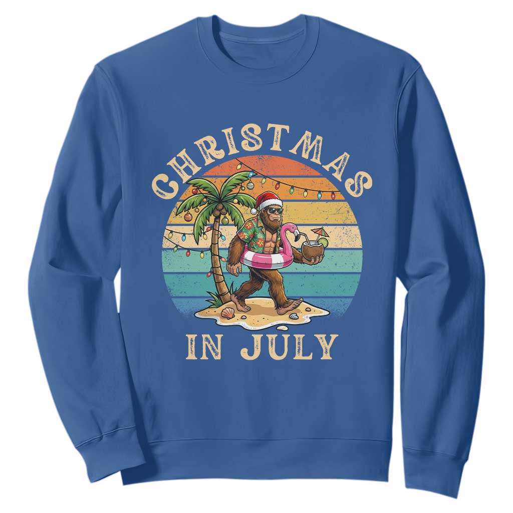 Funny Bigfoot Christmas In July Beach Vacation Sweatshirt TS14 Royal Blue Print Your Wear