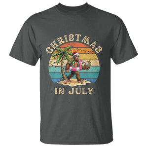 Funny Bigfoot Christmas In July Beach Vacation T Shirt TS14 Dark Heather Print Your Wear