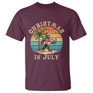Funny Bigfoot Christmas In July Beach Vacation T Shirt TS14 Maroon Print Your Wear