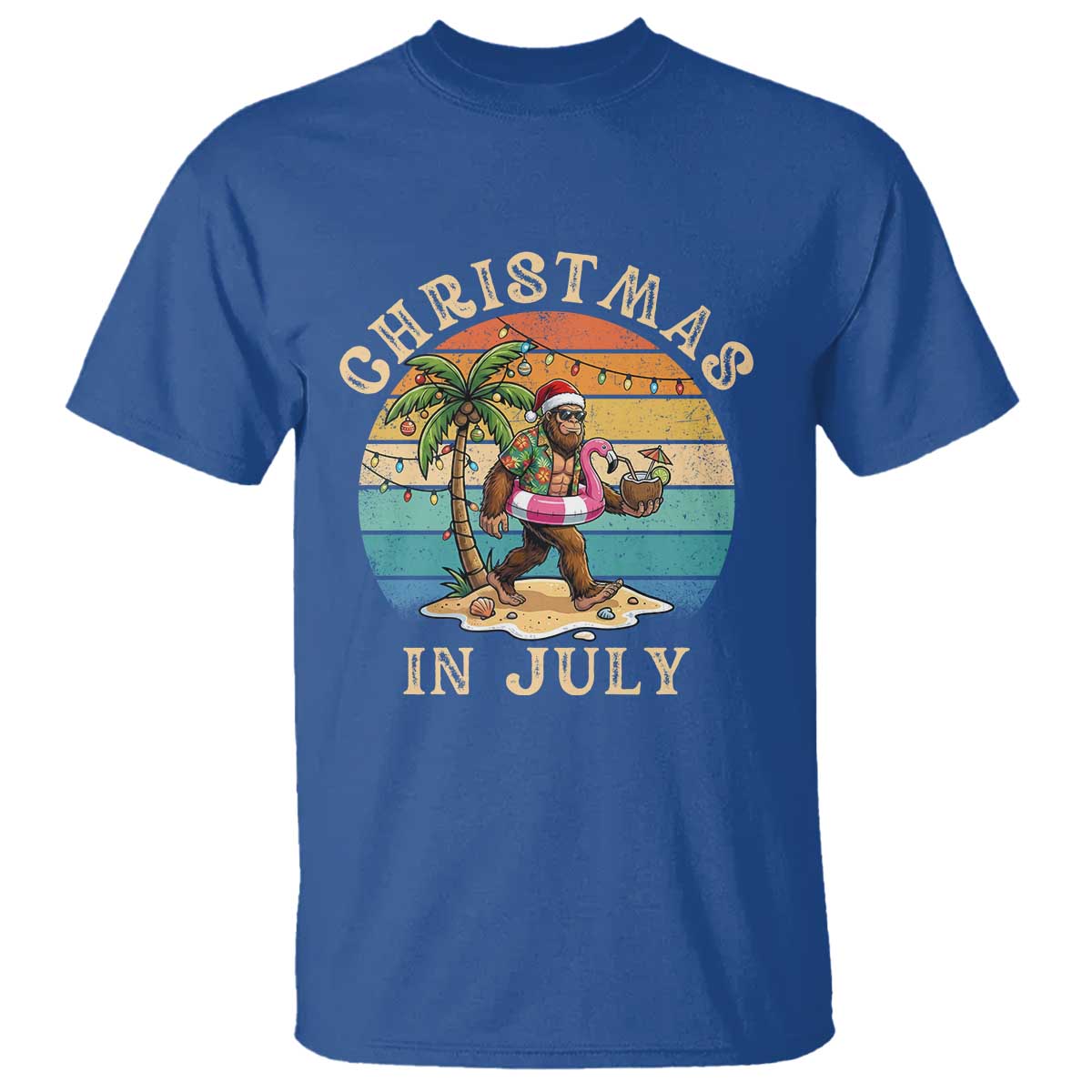 Funny Bigfoot Christmas In July Beach Vacation T Shirt TS14 Royal Blue Print Your Wear