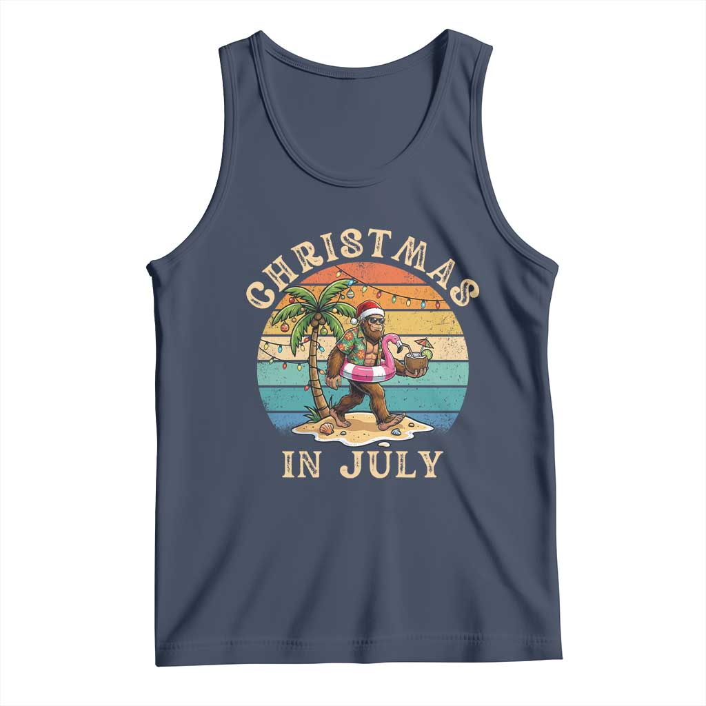 Funny Bigfoot Christmas In July Beach Vacation Tank Top TS14 Navy Print Your Wear