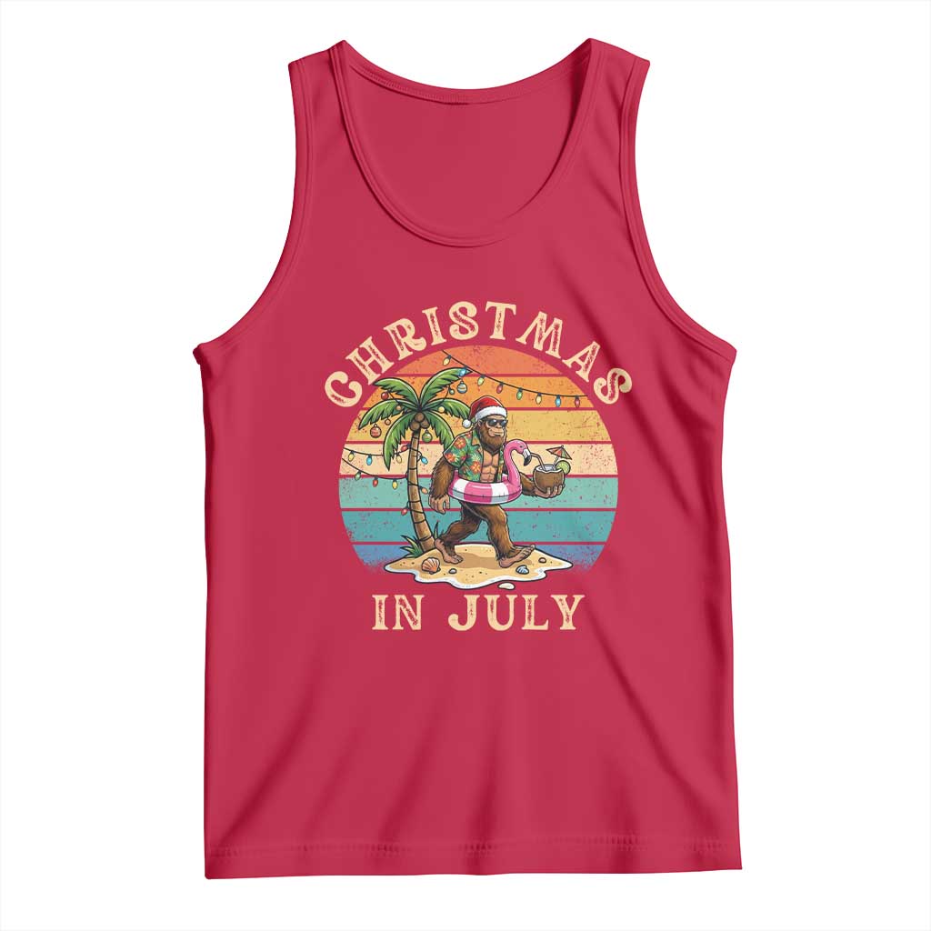 Funny Bigfoot Christmas In July Beach Vacation Tank Top TS14 Red Print Your Wear