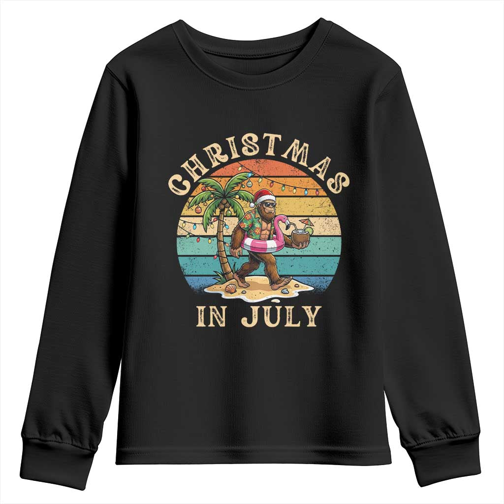 Funny Bigfoot Christmas In July Beach Vacation Youth Sweatshirt TS14 Black Print Your Wear