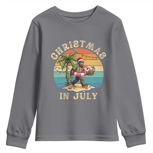 Funny Bigfoot Christmas In July Beach Vacation Youth Sweatshirt TS14 Charcoal Print Your Wear