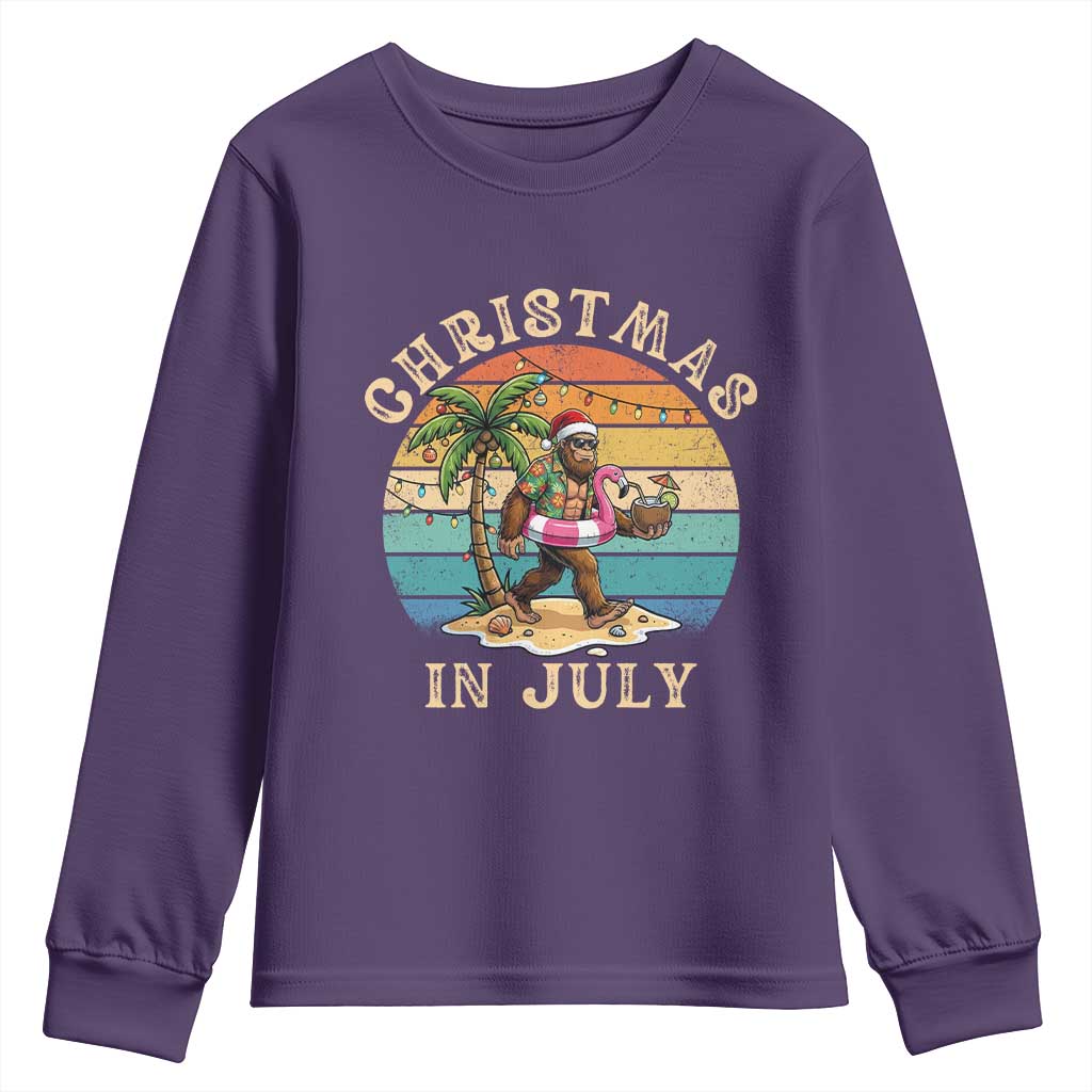 Funny Bigfoot Christmas In July Beach Vacation Youth Sweatshirt TS14 Purple Print Your Wear