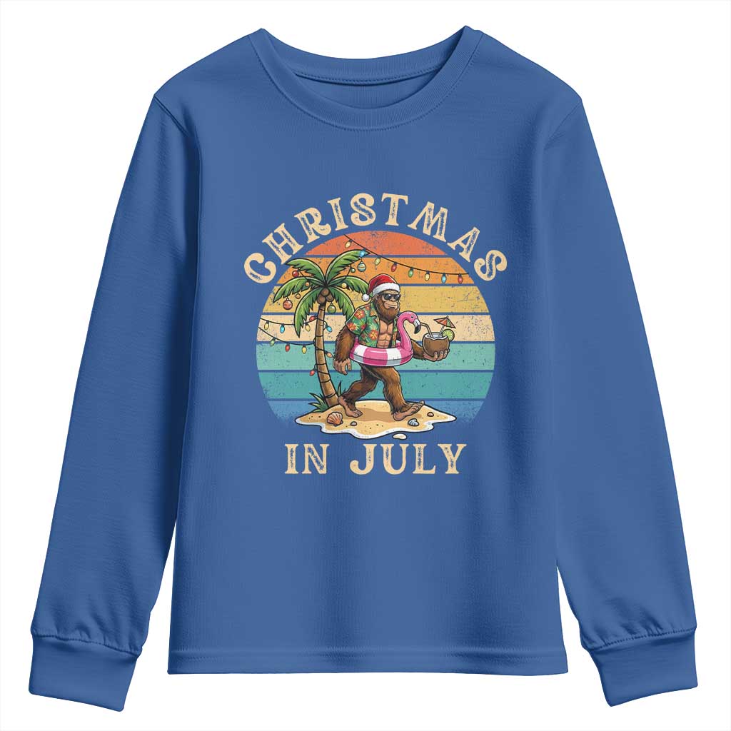 Funny Bigfoot Christmas In July Beach Vacation Youth Sweatshirt TS14 Royal Blue Print Your Wear
