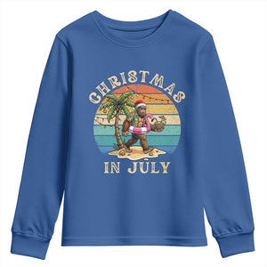 Funny Bigfoot Christmas In July Beach Vacation Youth Sweatshirt TS14 Royal Blue Print Your Wear