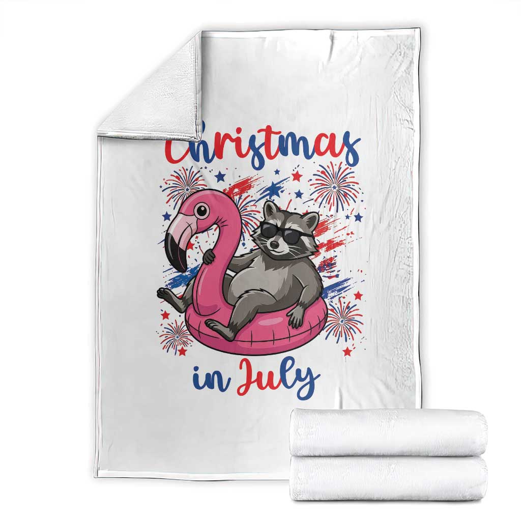 Funny Raccoon Christmas In July 4th of July Throw Blanket TS14 White Print Your Wear