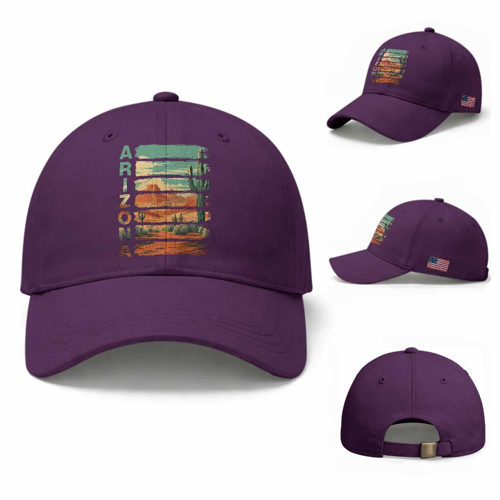 Arizona Desert Cactus Saguaro National Park Retro Baseball Cap TS14 Baseball Cap Universal Fit Purple Print Your Wear