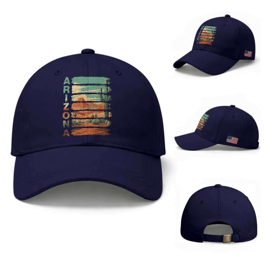 Arizona Desert Cactus Saguaro National Park Retro Baseball Cap TS14 Baseball Cap Universal Fit Dark Blue Print Your Wear