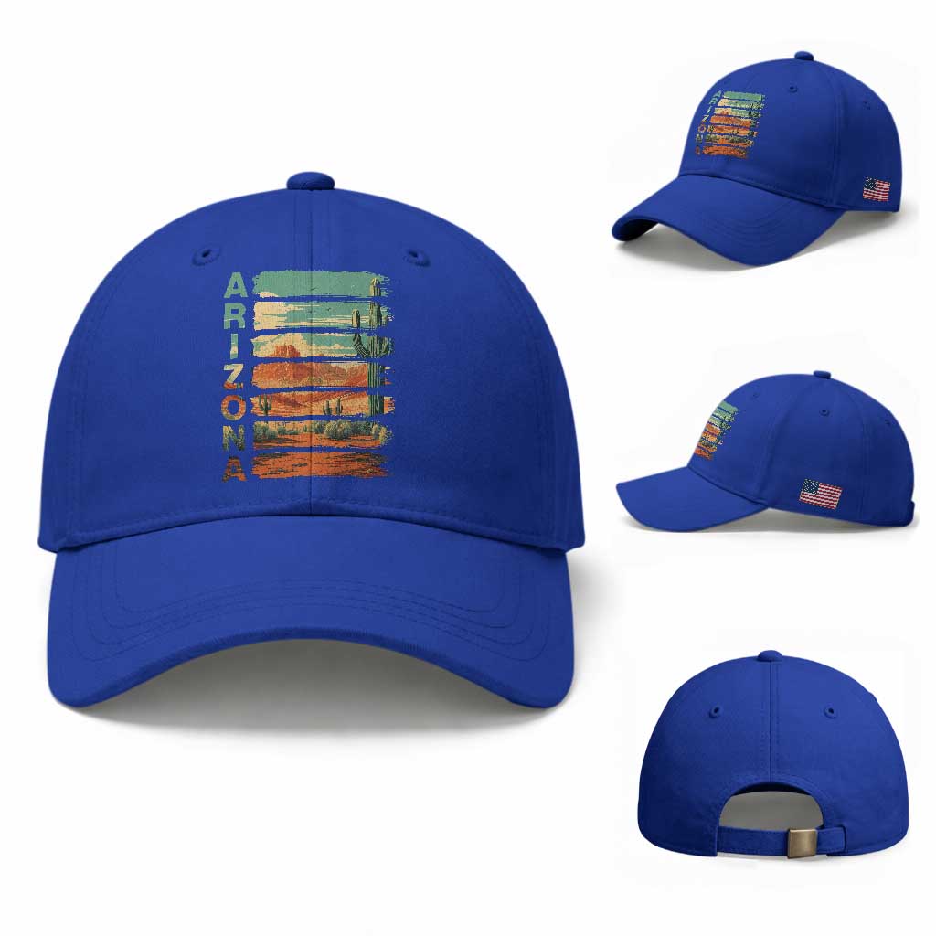 Arizona Desert Cactus Saguaro National Park Retro Baseball Cap TS14 Baseball Cap Universal Fit Royal Blue Print Your Wear