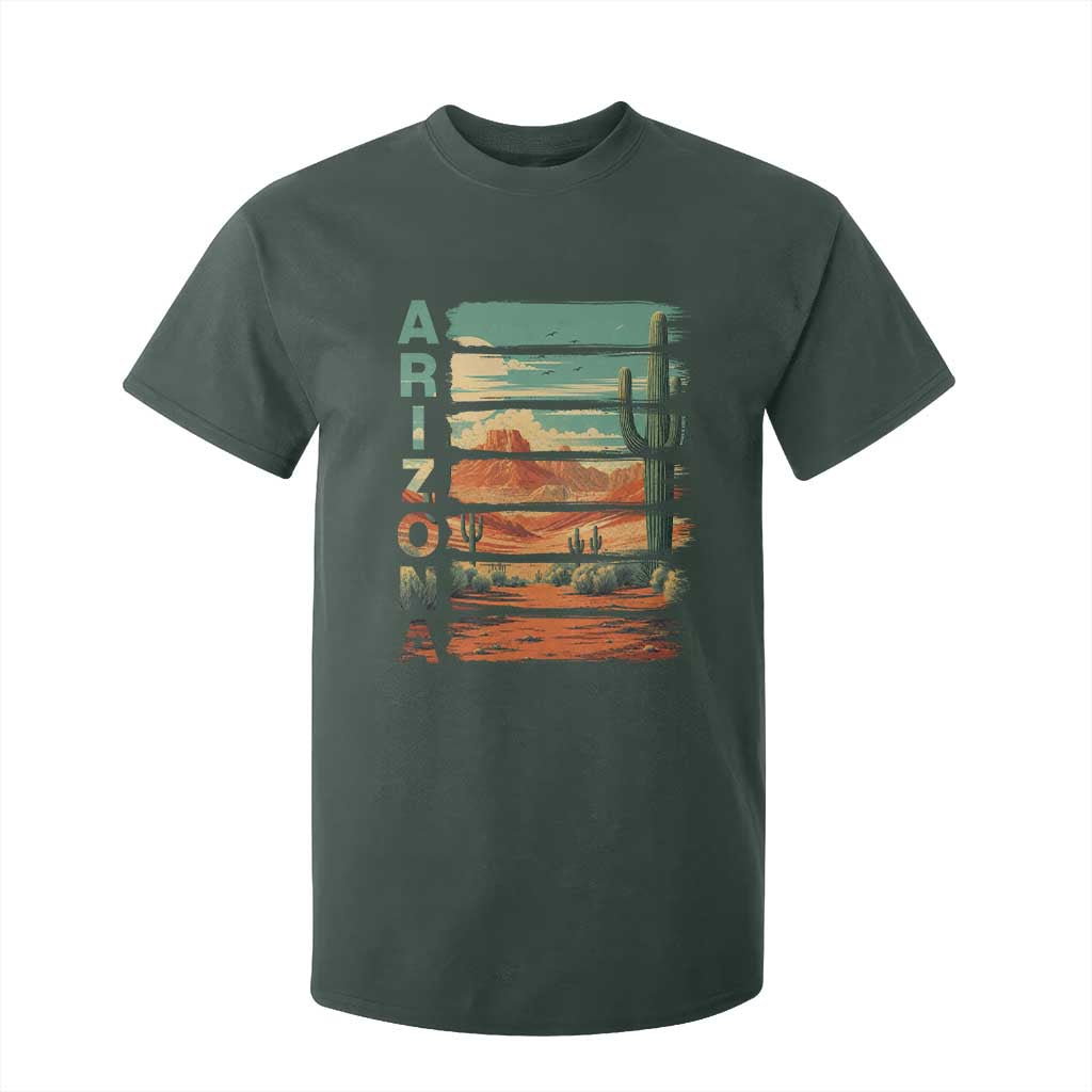 Arizona Desert Cactus Saguaro National Park Retro T Shirt For Kid TS14 Dark Forest Green Print Your Wear
