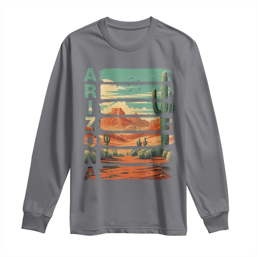 Arizona Desert Cactus Saguaro National Park Retro Long Sleeve Shirt TS14 Charcoal Print Your Wear