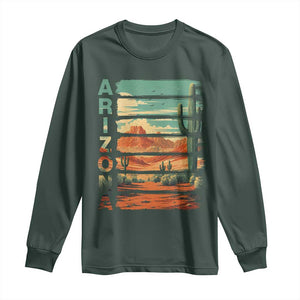 Arizona Desert Cactus Saguaro National Park Retro Long Sleeve Shirt TS14 Dark Forest Green Print Your Wear