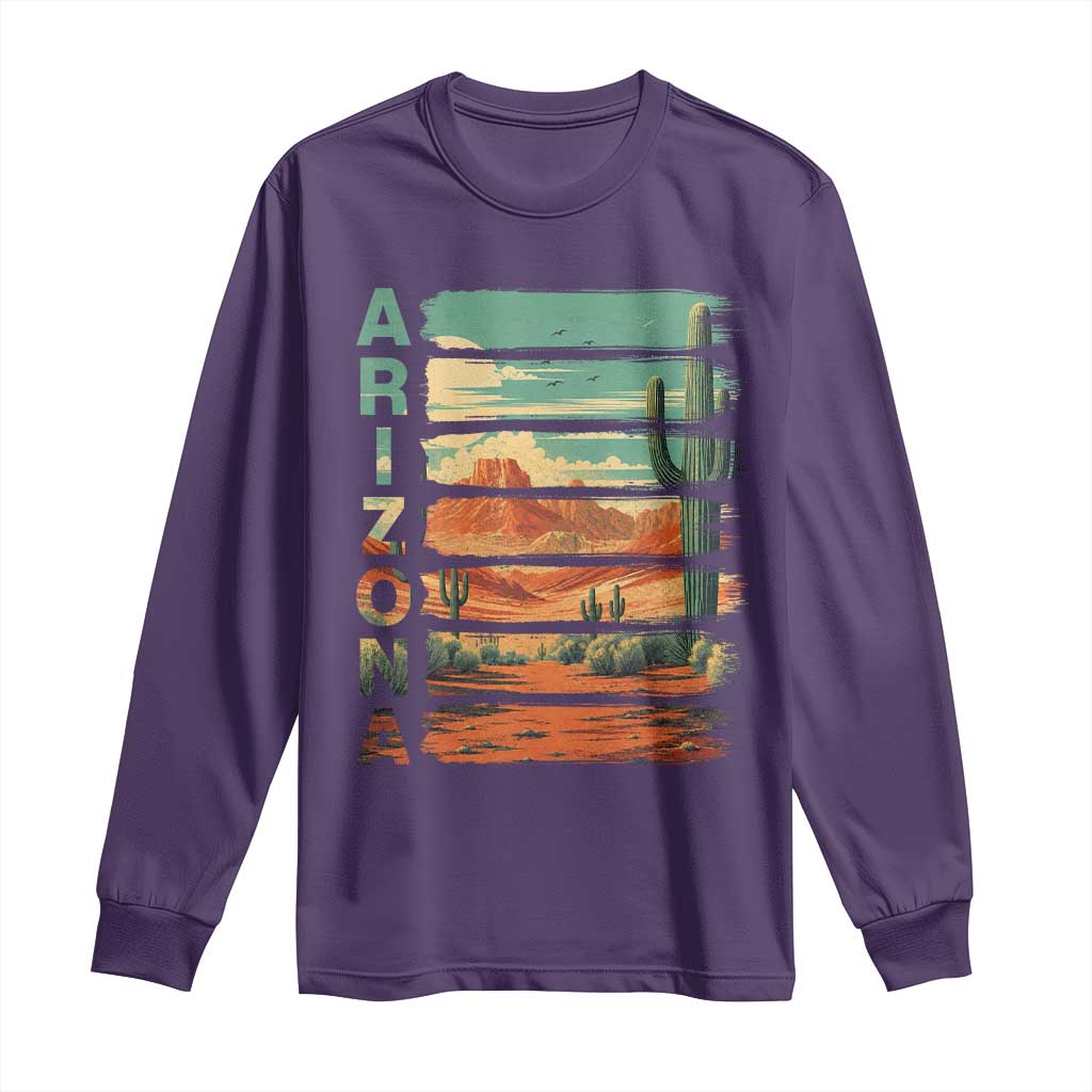 Arizona Desert Cactus Saguaro National Park Retro Long Sleeve Shirt TS14 Purple Print Your Wear
