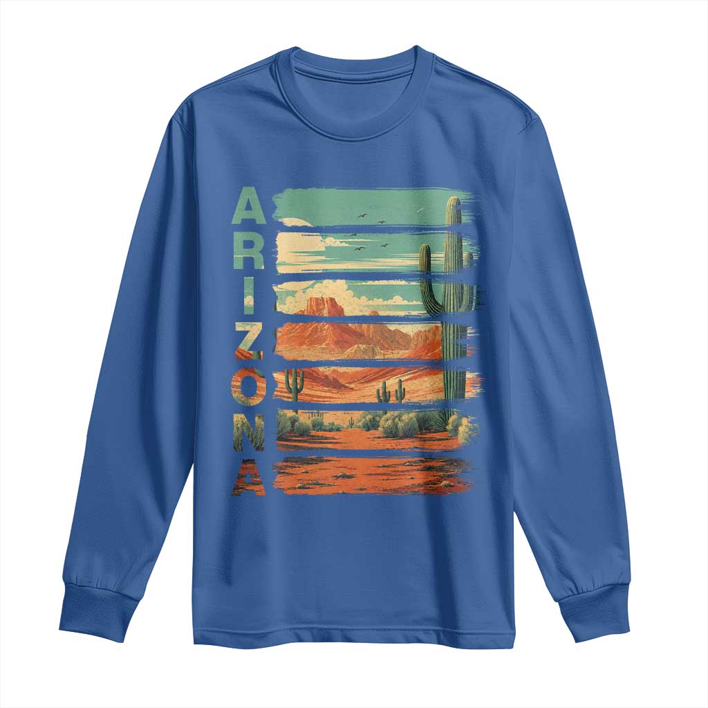 Arizona Desert Cactus Saguaro National Park Retro Long Sleeve Shirt TS14 Royal Blue Print Your Wear