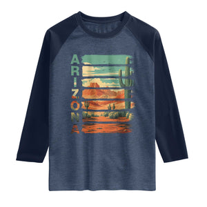 Arizona Desert Cactus Saguaro National Park Retro Raglan Shirt TS14 Heather Denim Navy Print Your Wear