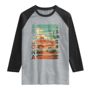 Arizona Desert Cactus Saguaro National Park Retro Raglan Shirt TS14 Heather Gray Black Print Your Wear
