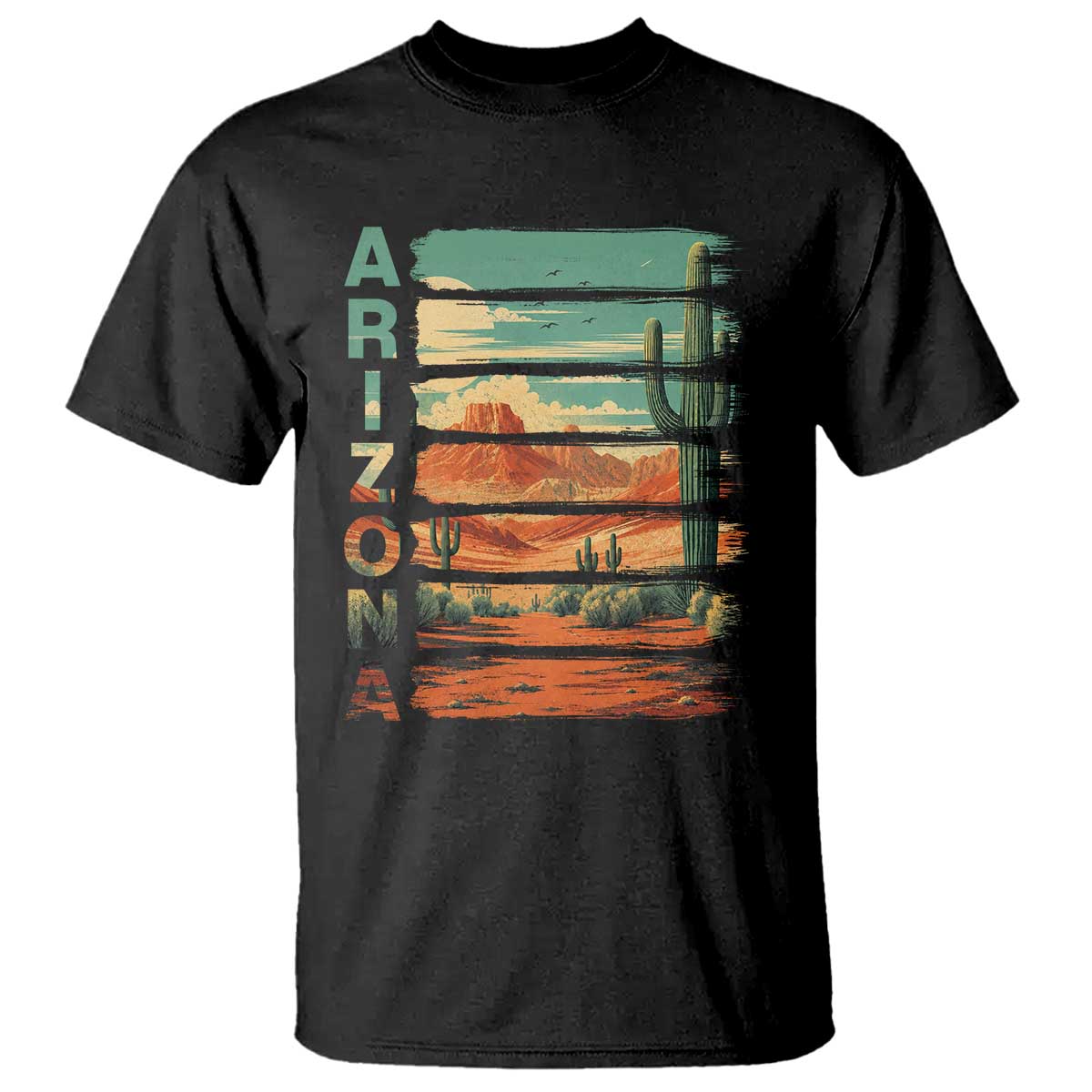 Arizona Desert Cactus Saguaro National Park Retro T Shirt TS14 Black Print Your Wear