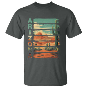 Arizona Desert Cactus Saguaro National Park Retro T Shirt TS14 Dark Heather Print Your Wear