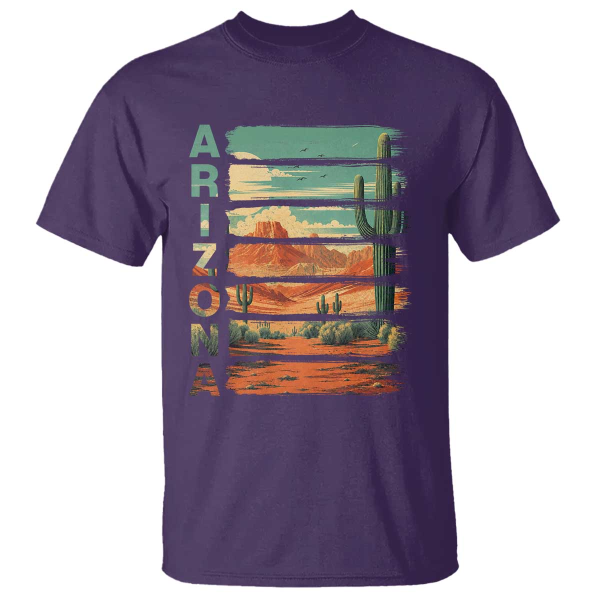 Arizona Desert Cactus Saguaro National Park Retro T Shirt TS14 Purple Print Your Wear