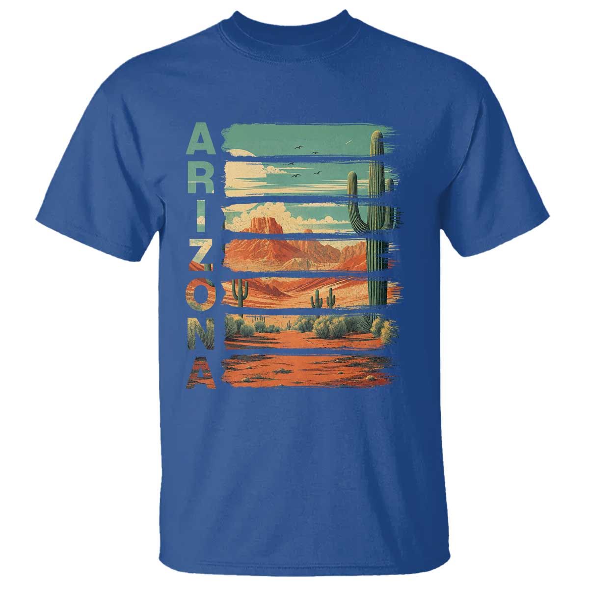 Arizona Desert Cactus Saguaro National Park Retro T Shirt TS14 Royal Blue Print Your Wear
