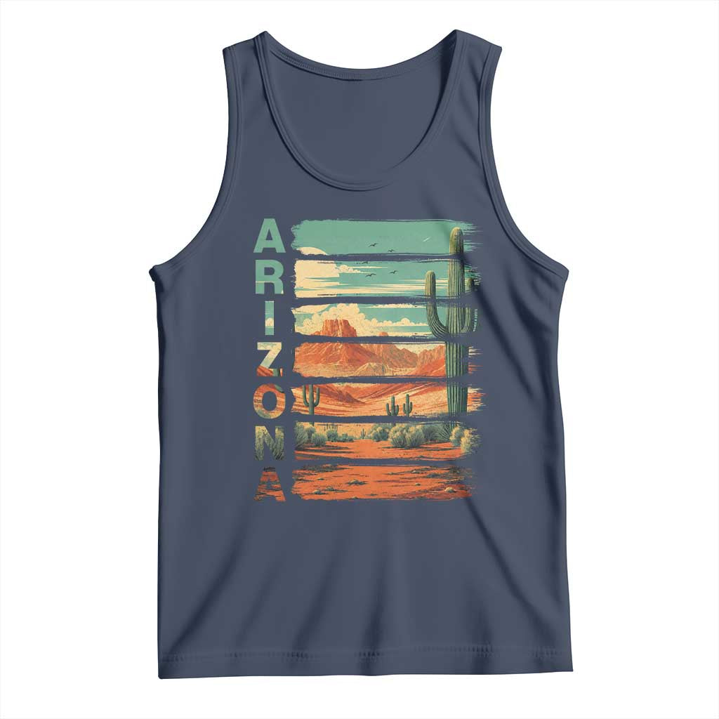 Arizona Desert Cactus Saguaro National Park Retro Tank Top TS14 Navy Print Your Wear