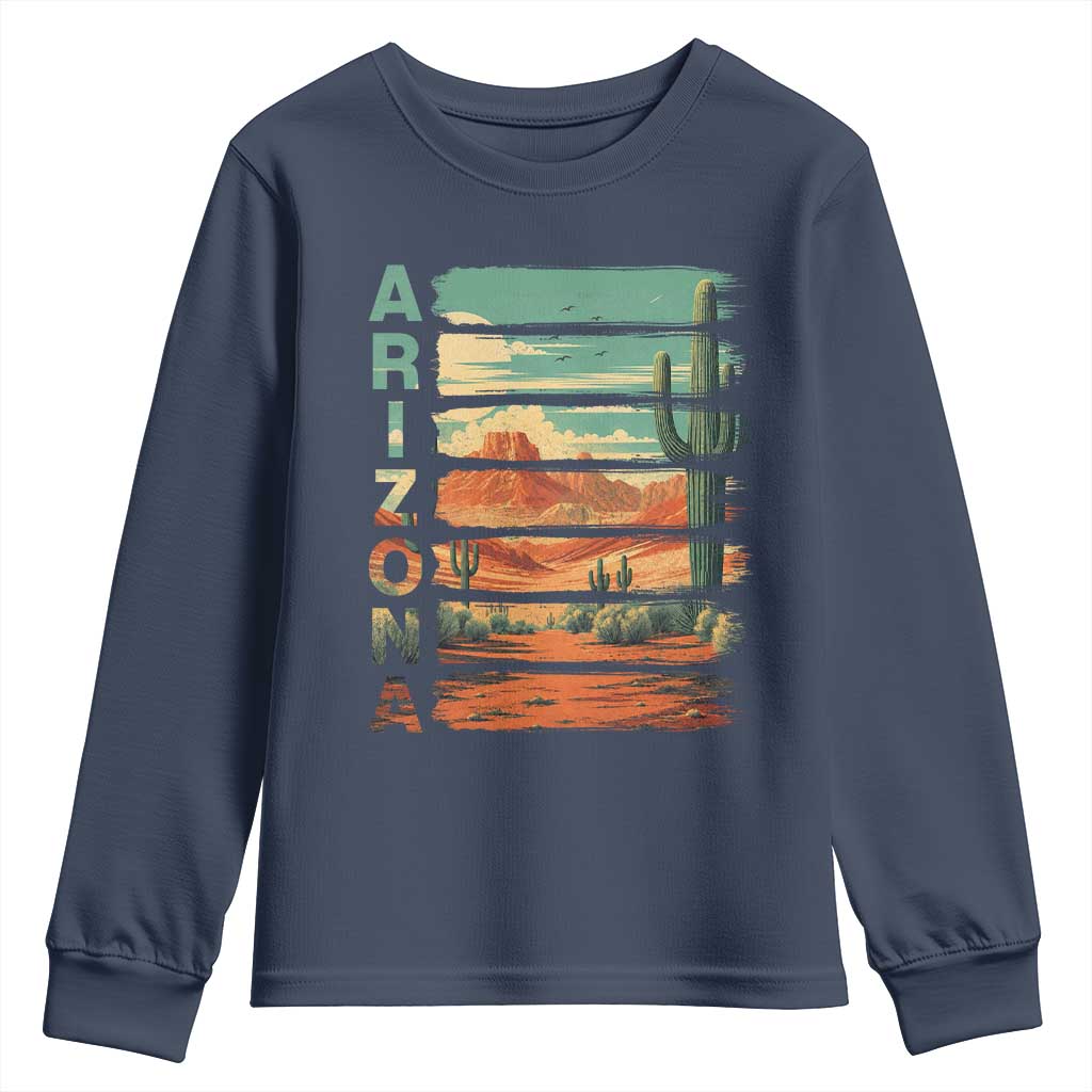 Arizona Desert Cactus Saguaro National Park Retro Youth Sweatshirt TS14 Navy Print Your Wear
