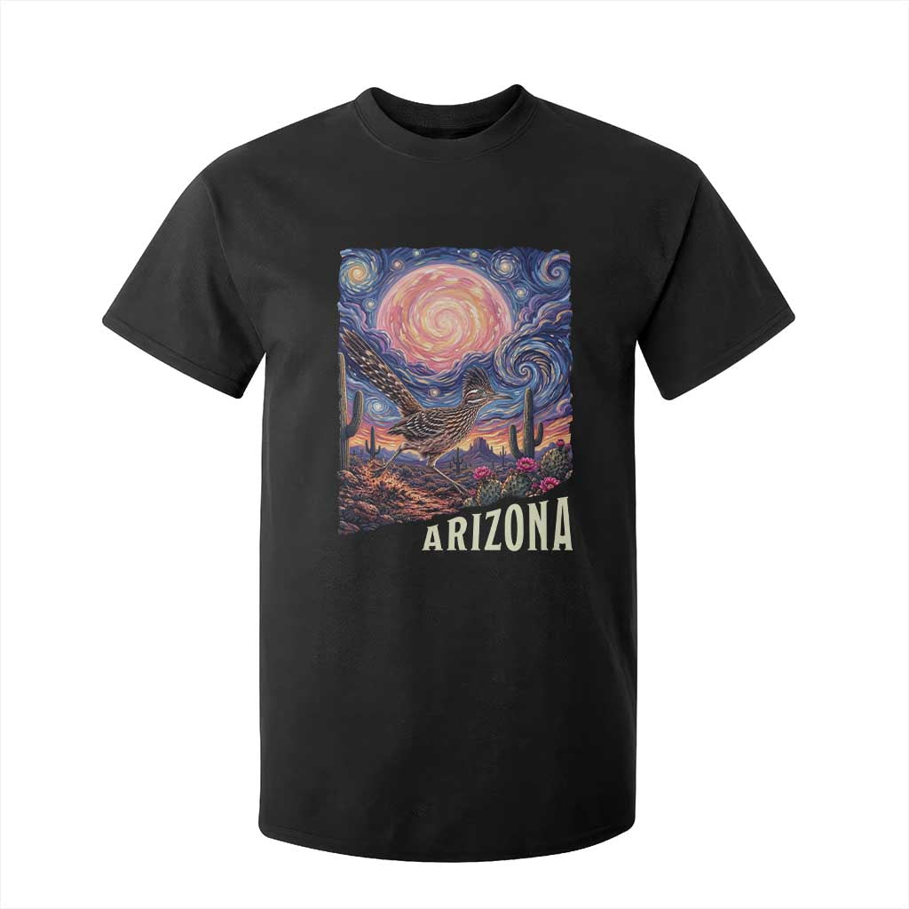 Arizona Roadrunner Vintage Desert Moon Retro Cactus T Shirt For Kid Southwest Wildlife Bird Starry Night Style TS14 Black Print Your Wear