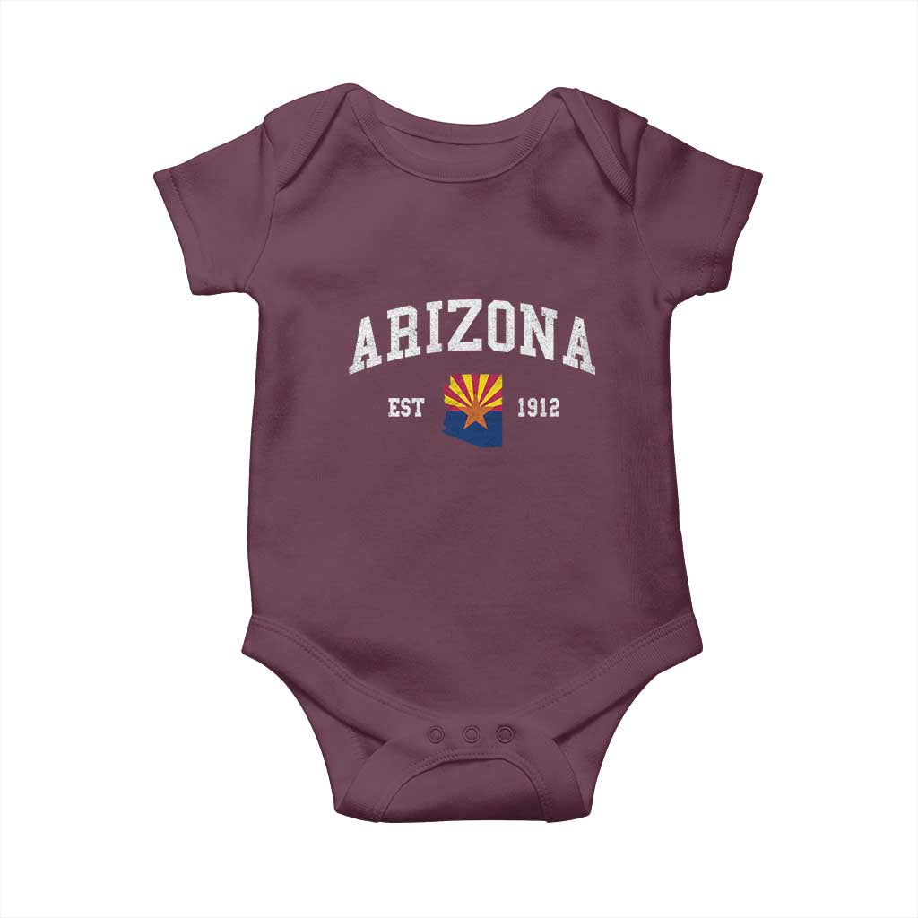 Arizona State Flag Grand Canyon State Established 1912 Baby Onesie TS14 Maroon Print Your Wear