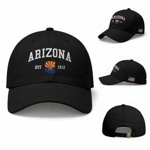 Arizona State Flag Grand Canyon State Established 1912 Baseball Cap TS14 Baseball Cap Universal Fit Black Print Your Wear
