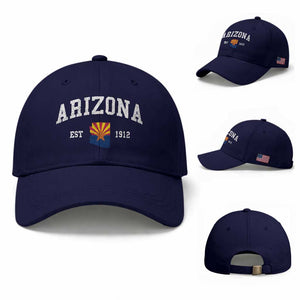 Arizona State Flag Grand Canyon State Established 1912 Baseball Cap TS14 Baseball Cap Universal Fit Dark Blue Print Your Wear